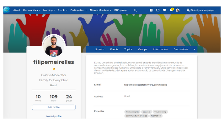 My profile page