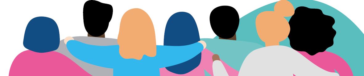 group of young people with arms around each other