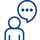 person and speech bubble