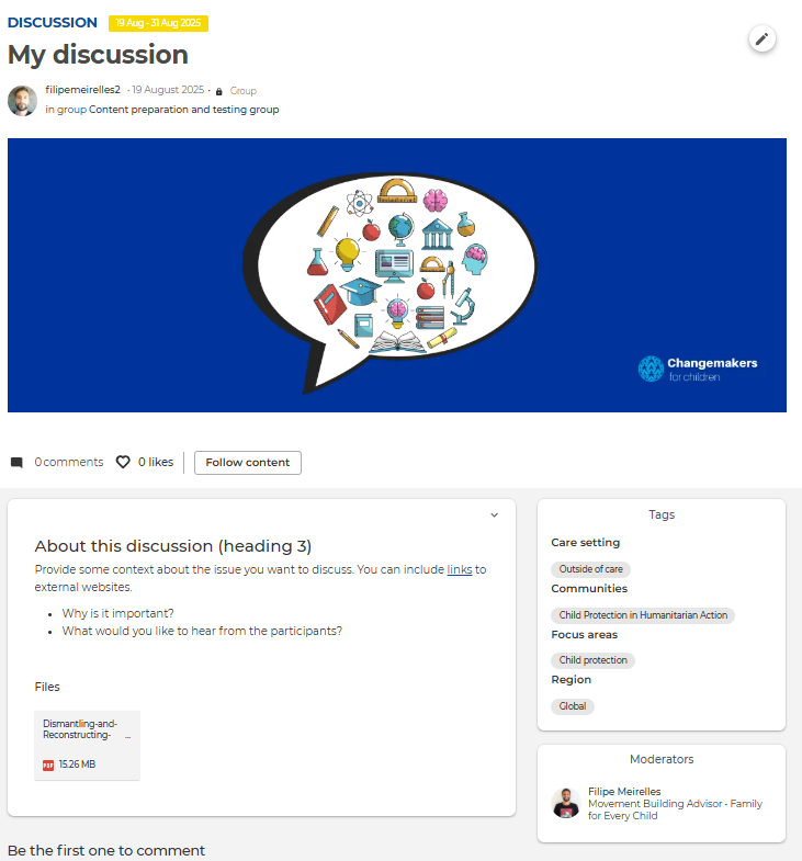 How to create a discussion | Changemakers for Children